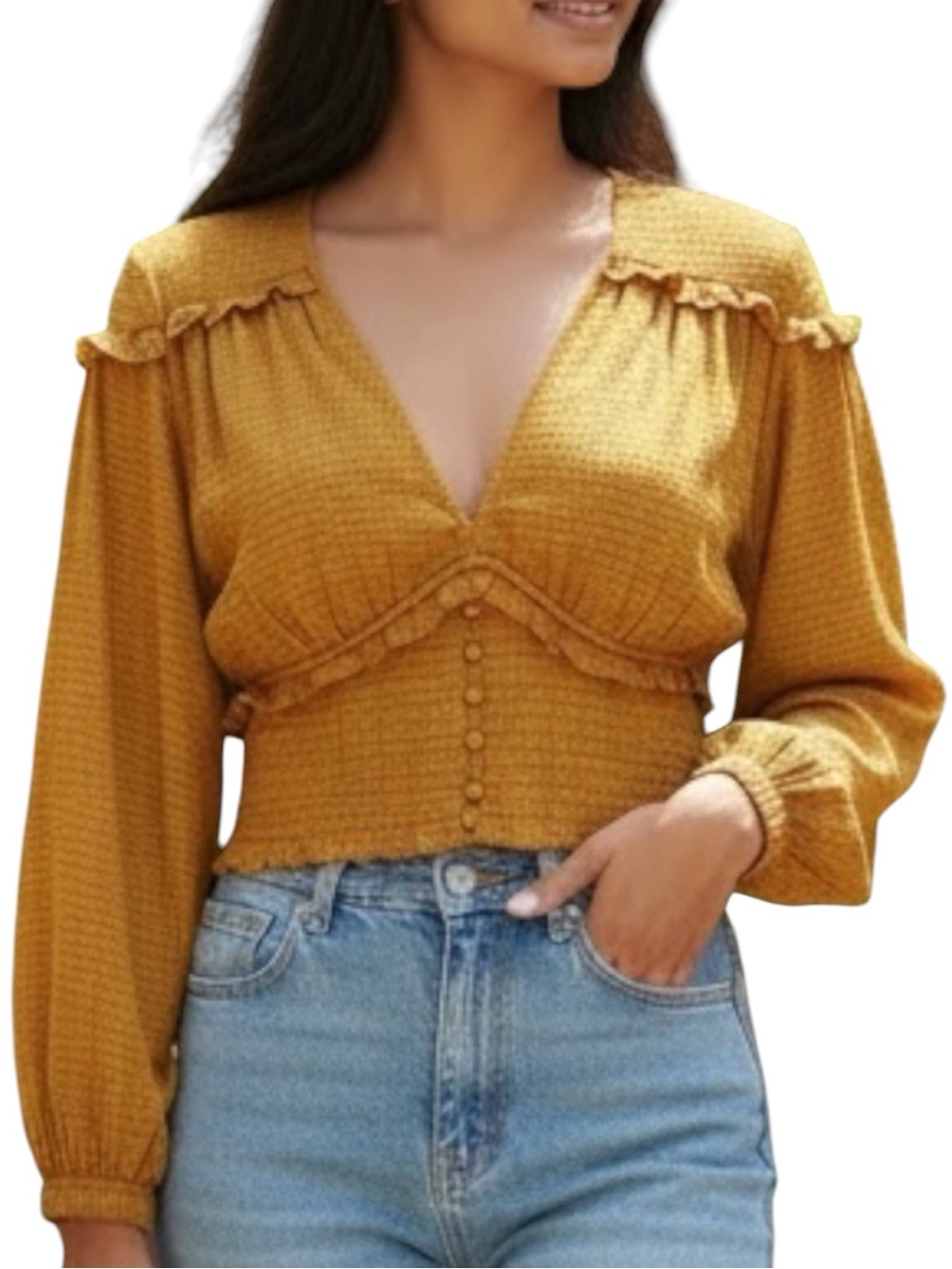 a loves a Deep V-Neck Ribbed Crop Top